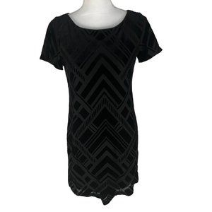 White House Black Market WHBM Black Printed Short Sleeve Shift Dress Small S